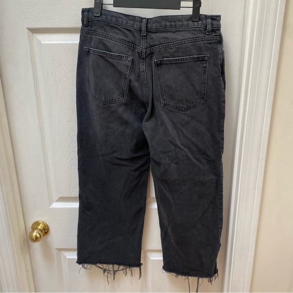Reformation black gray high rise wide leg jeans button fly cropped - Picture 6 of 9